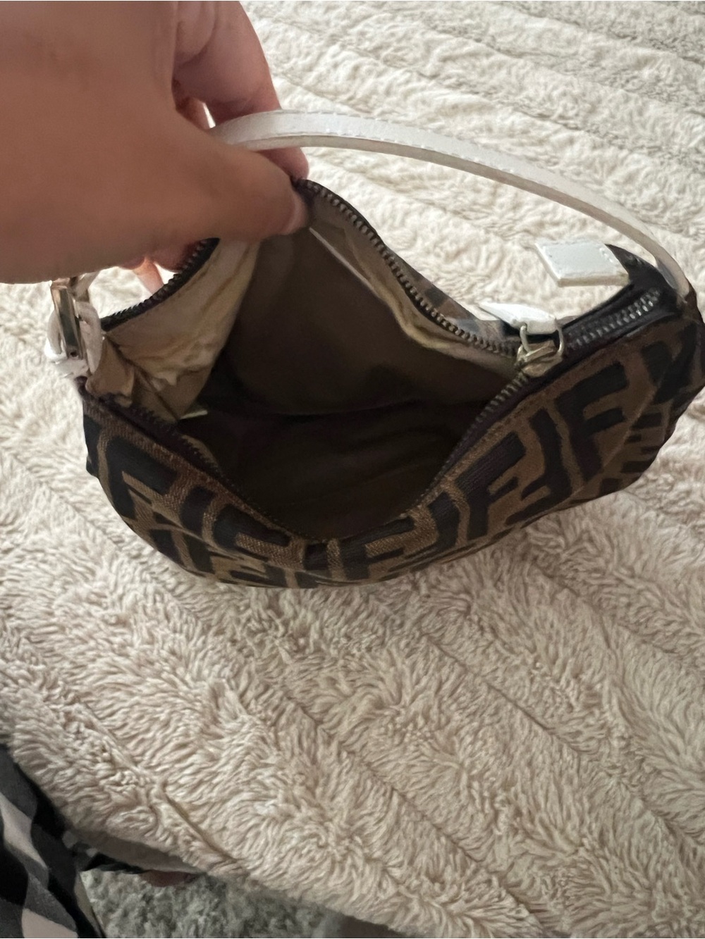 Fendi Brown and Black FF Logo Mini Baguette Shoulder Bag - Picture 3 of 7